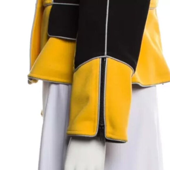 Moschino Italian Yellow Gold Black Silver Zipper Jacket Colorblock US 8 Small - Picture 5 of 10